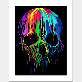 Colorful Drip Skull Posters and Art